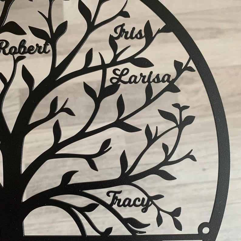 Tree of Life Metal Sign with Last Name and Personalized Names