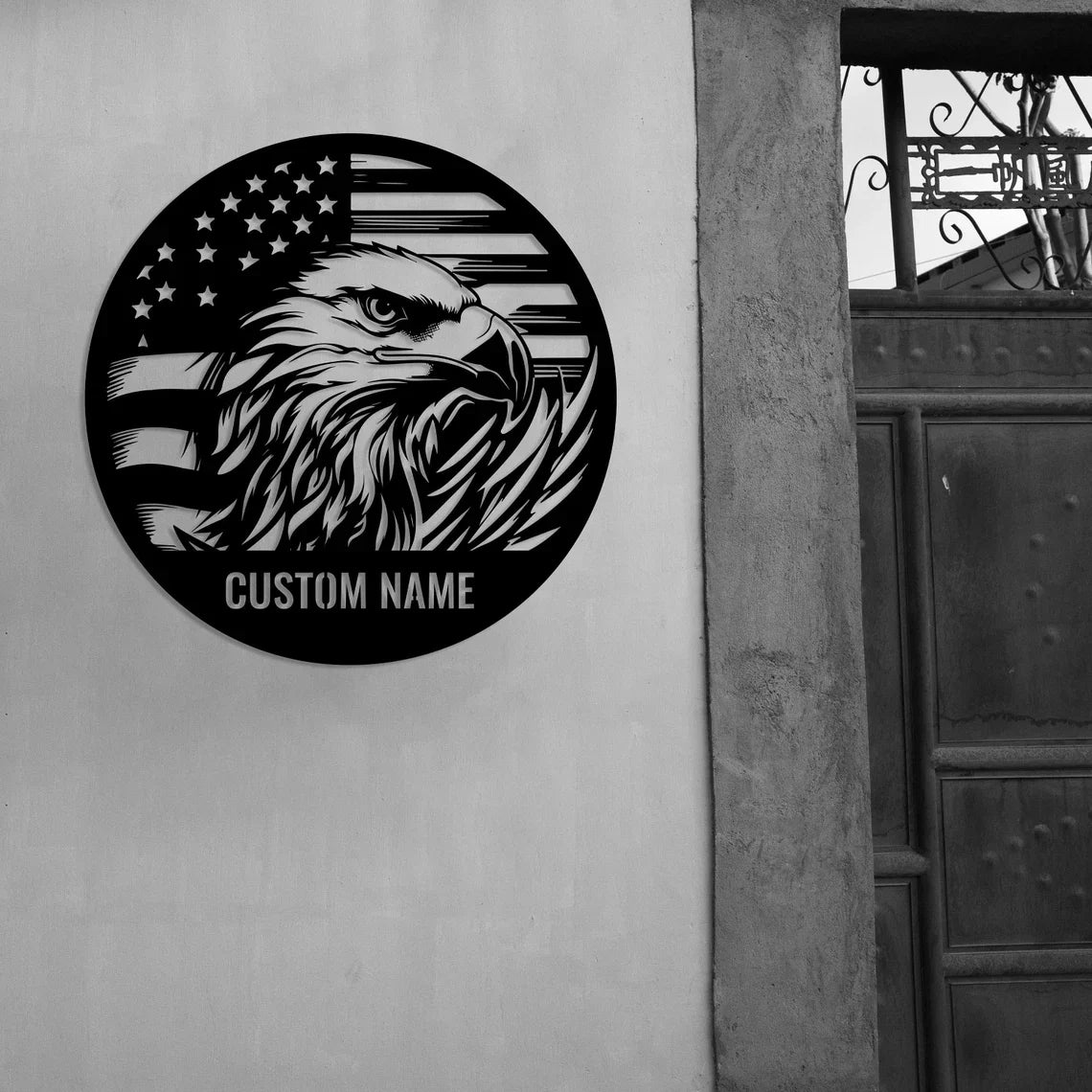Custom Eagle US Flag Metal Sign