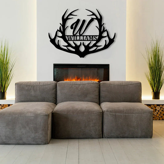 Deer Antler Metal Sign
