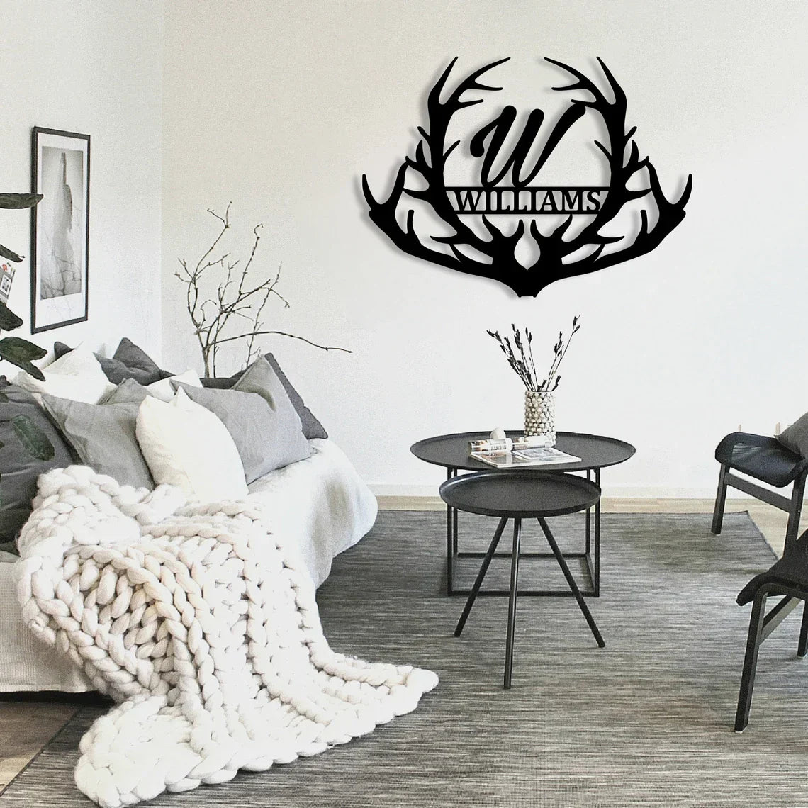 Deer Antler Metal Sign