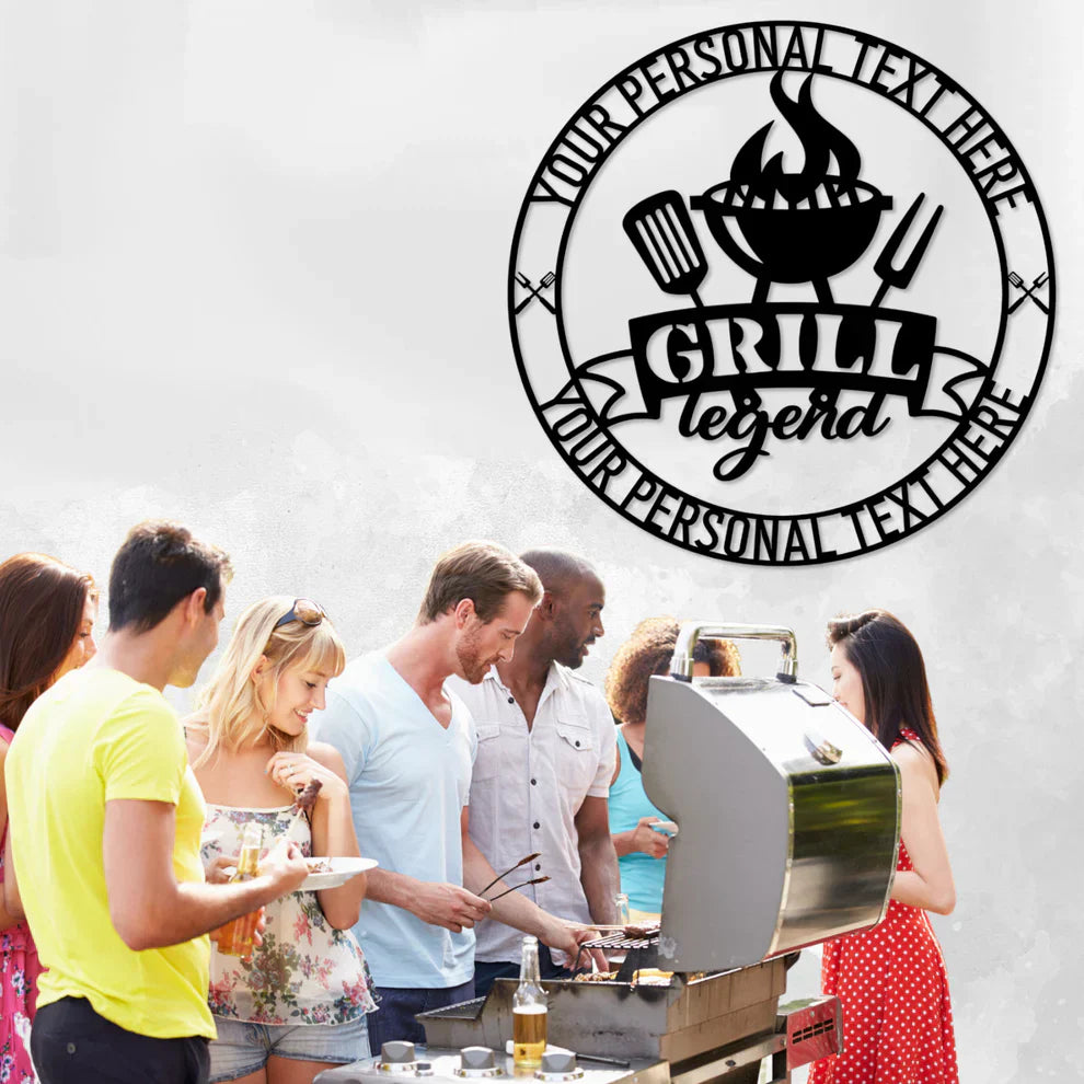 Personalized Grill Legend Metal Sign