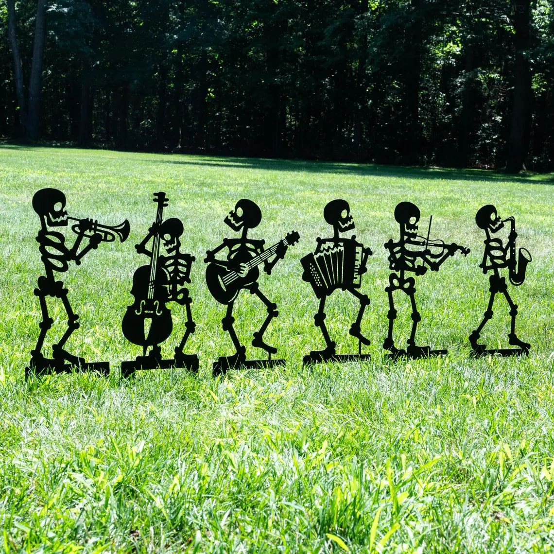 Outdoor Halloween Musician Skeleton Yard Stakes