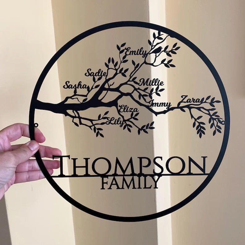 Custom Family Tree of Life Metal Sign - Personalized Family Names
