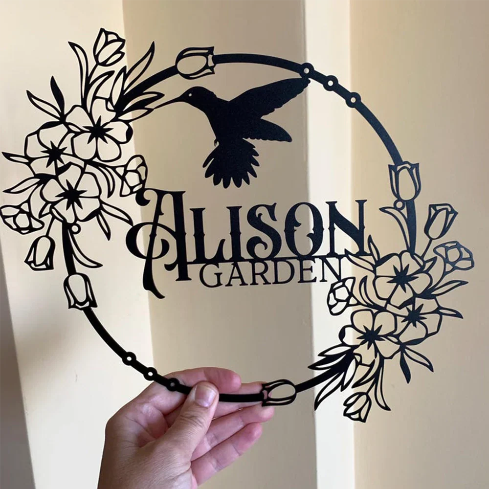 Personalized Garden Name Sign Floral Decoration