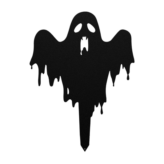 Halloween Scary Boo Yard Decor featuring a black ghost silhouette with dripping details for spooky outdoor decor.