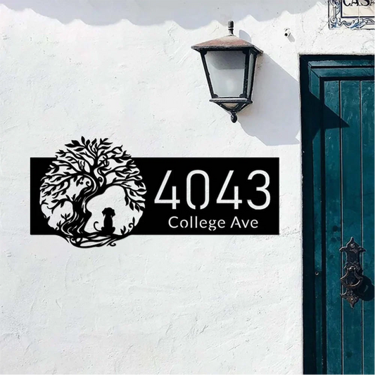 Tree of Life with Dog Address Sign