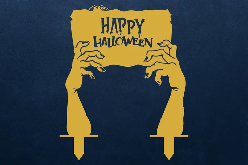 Happy Halloween Hands Sign Yard sign Copper