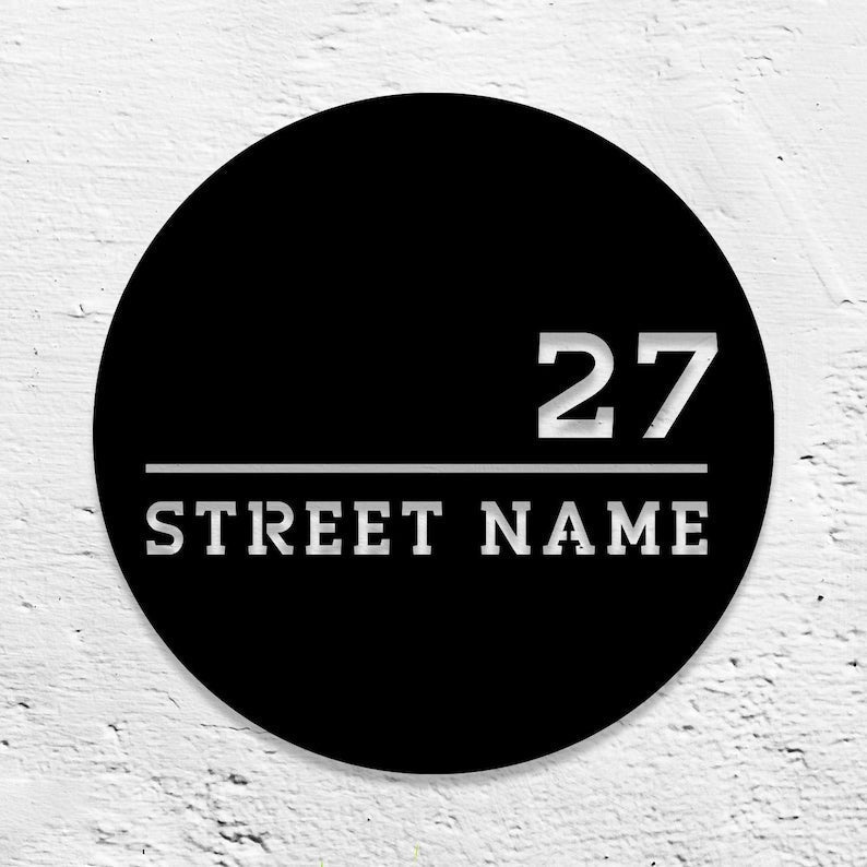 Modern Round Metal Address Signs for Homes