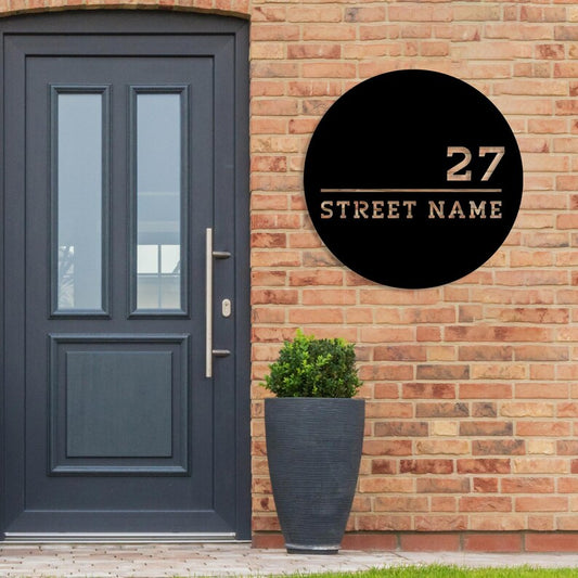 Modern Round Metal Address Signs for Homes