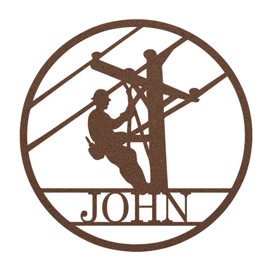 Lineman Metal Sign Copper