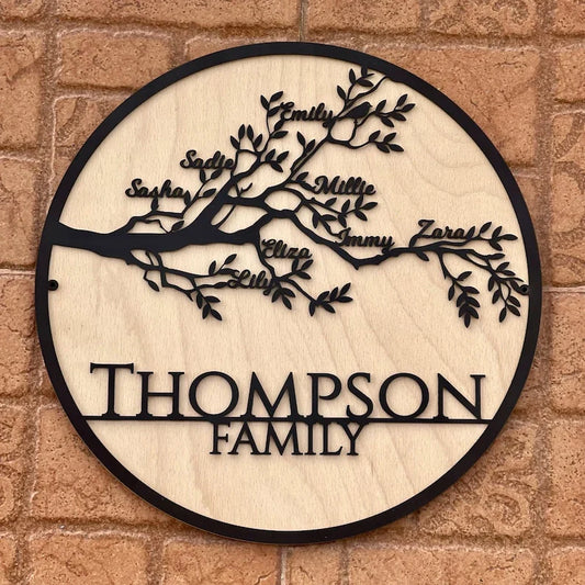Custom Family Tree of Life Metal Sign - Personalized Family Names