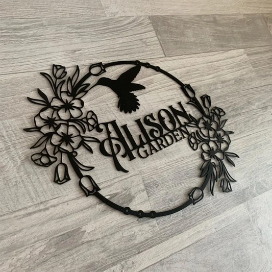 Personalized Garden Name Sign Floral Decoration