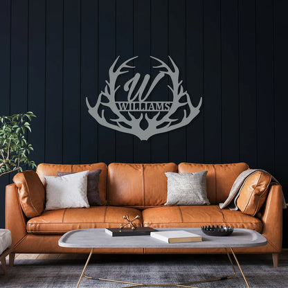 Deer Antler Metal Sign