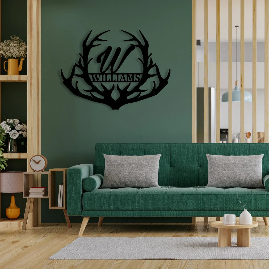 Deer Antler Metal Sign