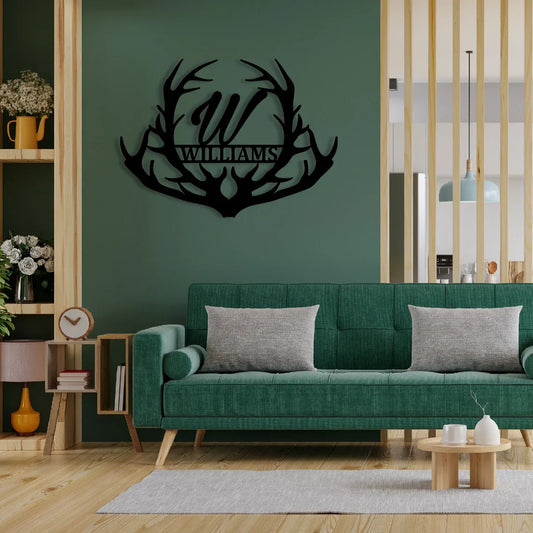 Deer Antler Metal Sign