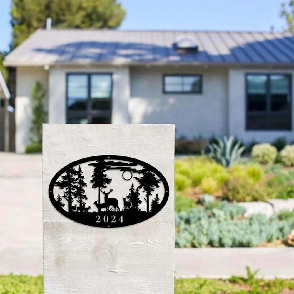 Custom Oval Deer Metal Cabin Sign