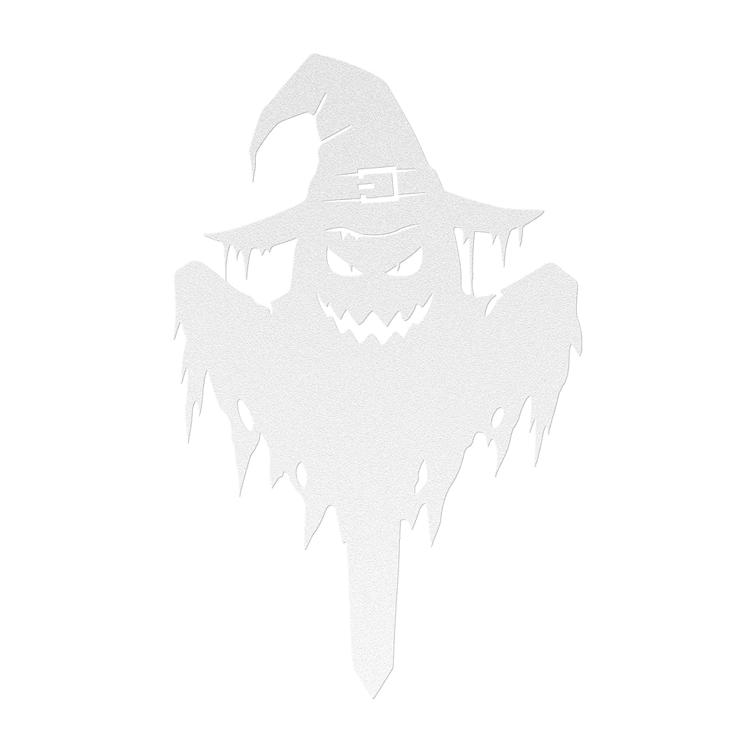 Halloween Ghost yard sign displaying a spooky ghost with a hat, perfect for a haunted yard decor.