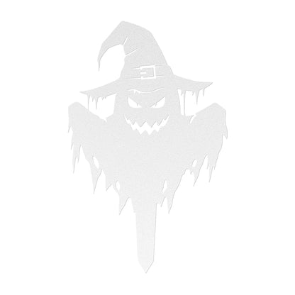 Halloween Ghost yard sign displaying a spooky ghost with a hat, perfect for a haunted yard decor.
