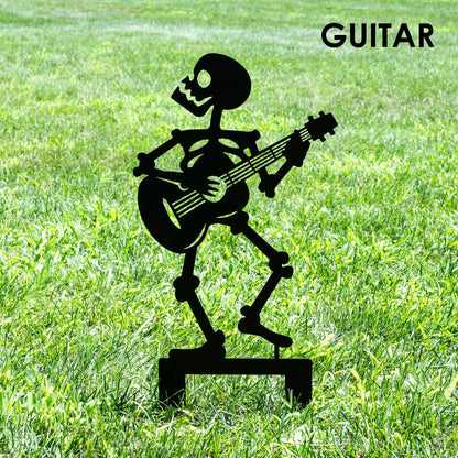 Outdoor Halloween Musician Skeleton Yard Stakes