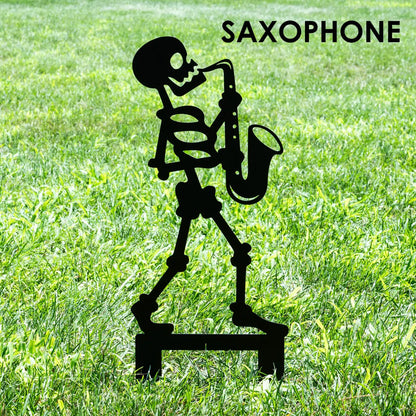 Outdoor Halloween Musician Skeleton Yard Stakes