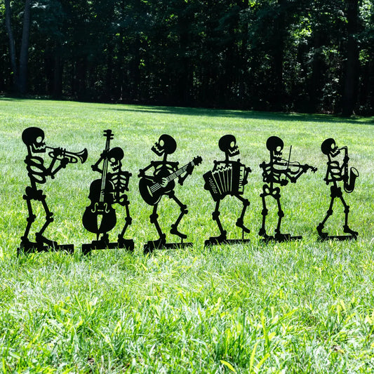 Outdoor Halloween Musician Skeleton Yard Stakes
