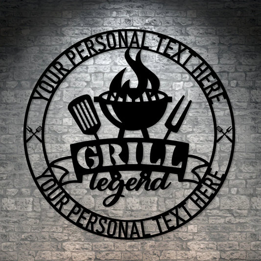 Personalized Grill Legend Metal Sign