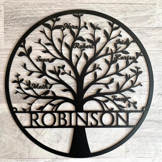 Tree of Life Metal Sign with Last Name and Personalized Names
