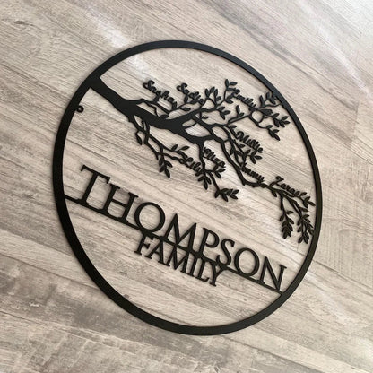 Custom Family Tree of Life Metal Sign - Personalized Family Names