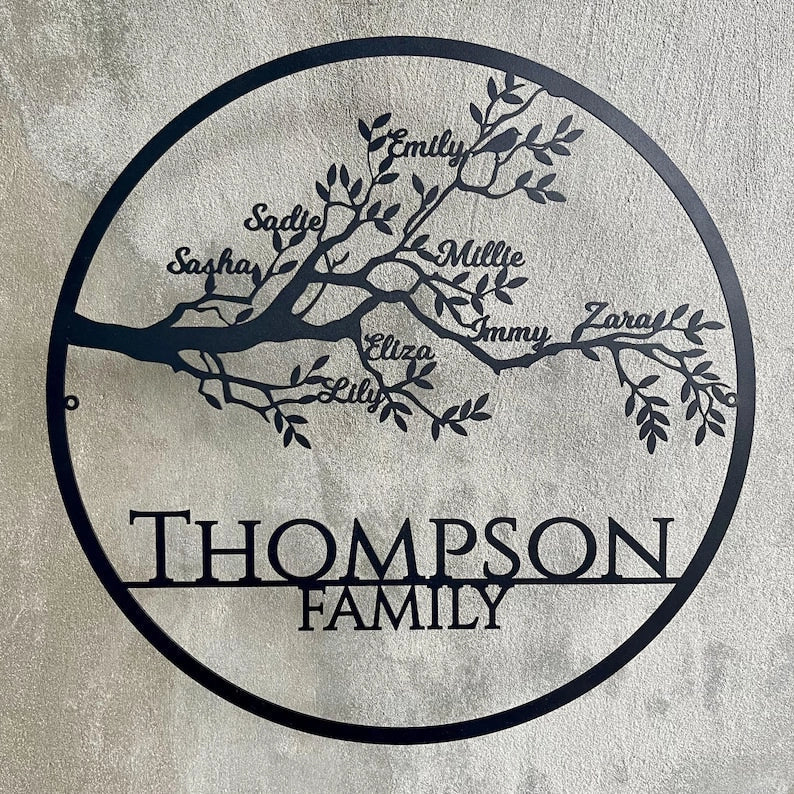 Custom Family Tree of Life Metal Sign - Personalized Family Names