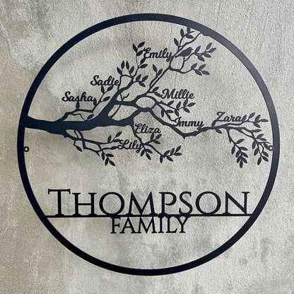 Custom Family Tree of Life Metal Sign - Personalized Family Names