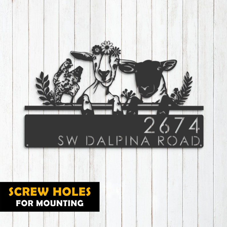 Farm Animal Metal Address Signs