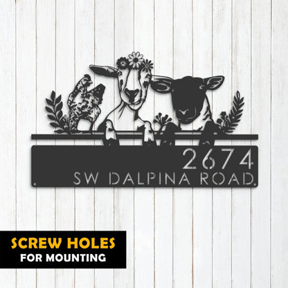 Farm Animal Metal Address Signs