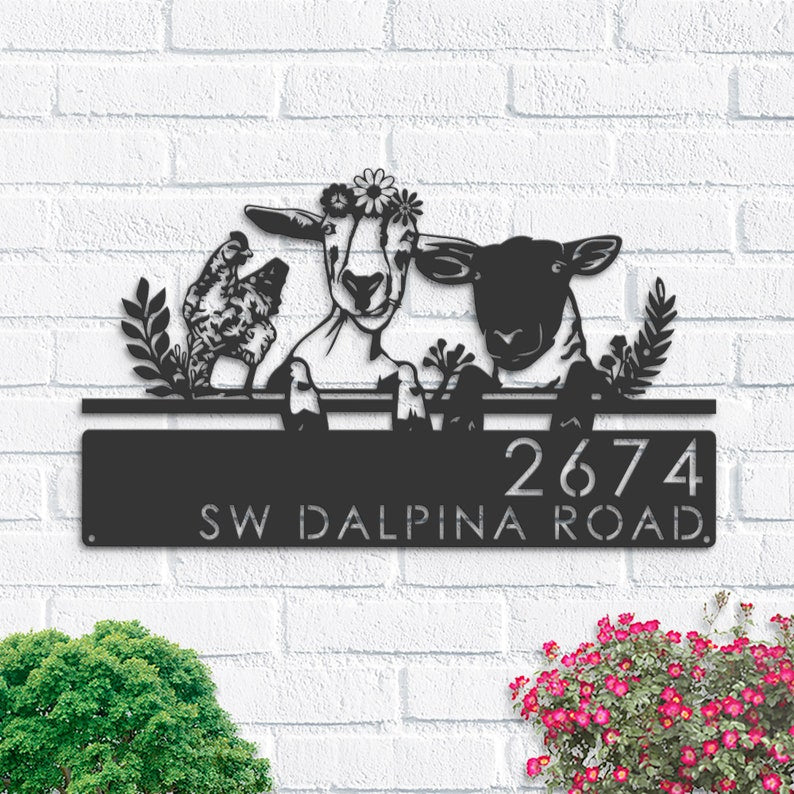 Farm Animal Metal Address Signs