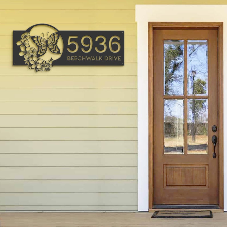 Personalized Butterfly Metal Address Sign