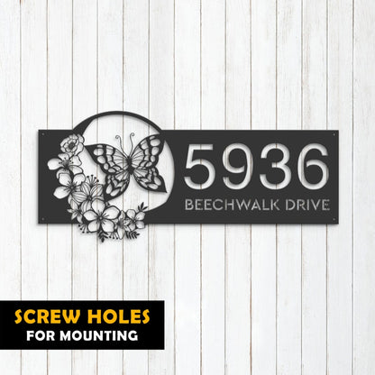 Personalized Butterfly Metal Address Sign
