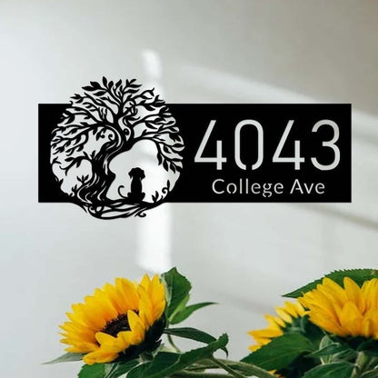 Tree of Life with Dog Address Sign