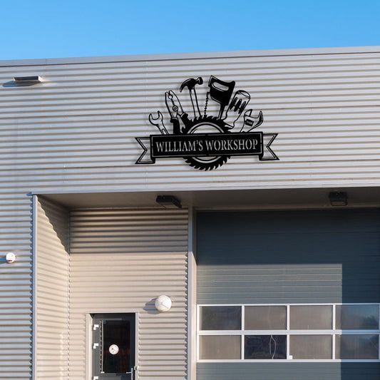 Personalized Metal Workshop Signs for Tool Lovers