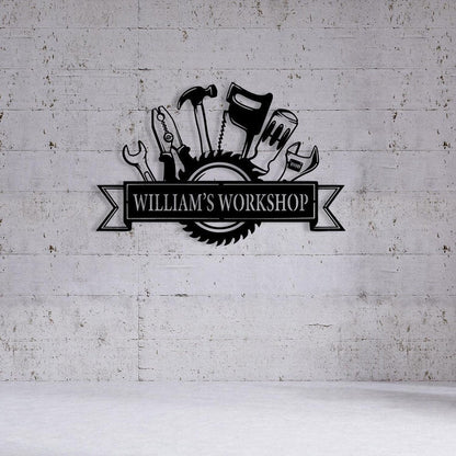 Personalized Metal Workshop Signs for Tool Lovers