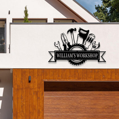 Personalized Metal Workshop Signs for Tool Lovers
