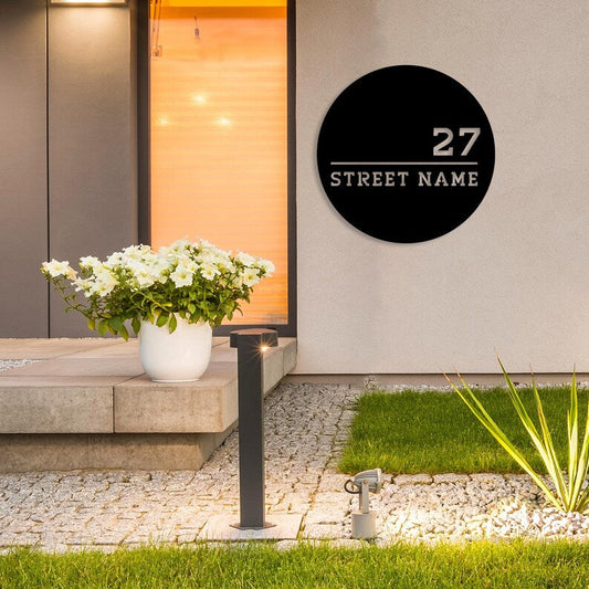 Modern Round Metal Address Signs for Homes