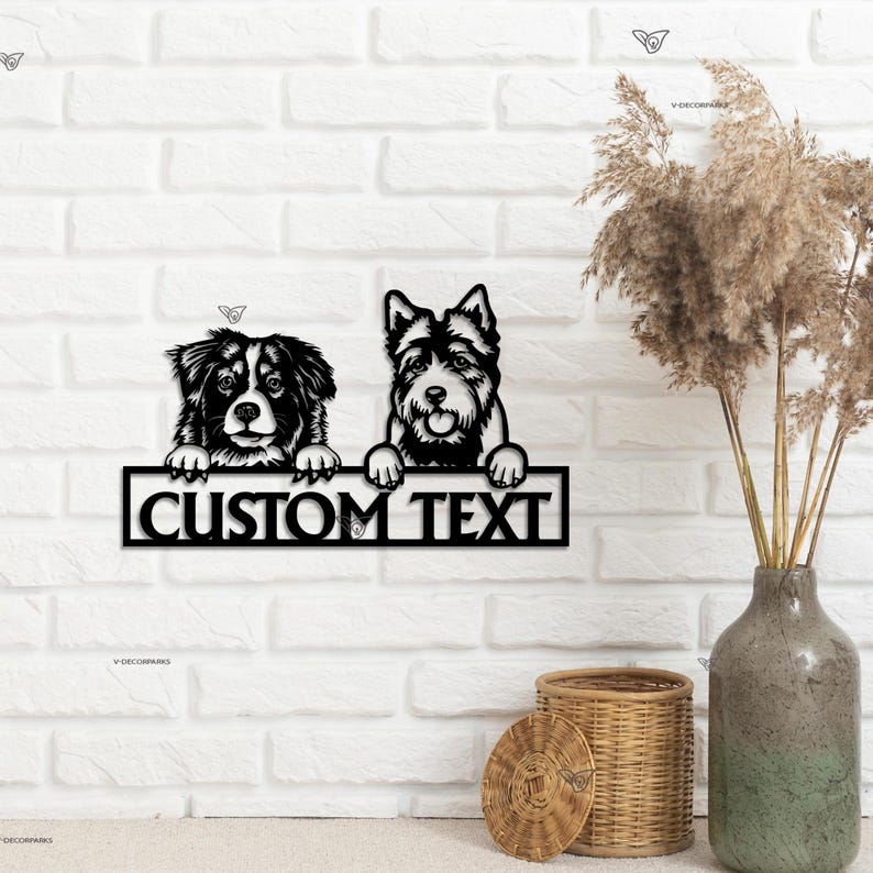 Personalized Two Dogs Metal Wall Art Gifts