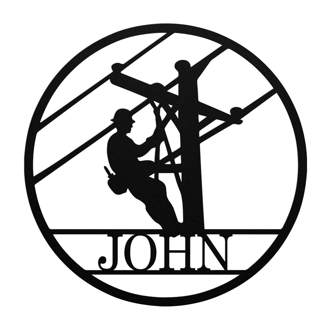 Lineman Metal Sign_black