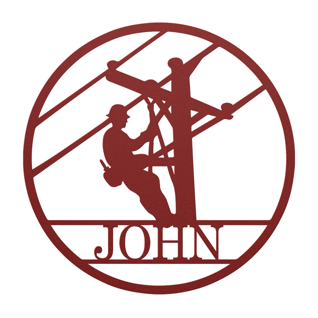Lineman Metal Sign Red