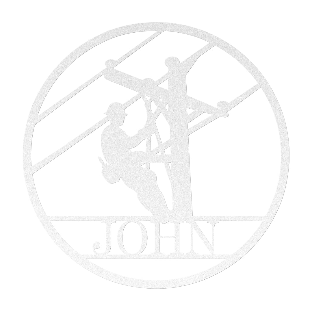 Lineman Metal Sign White
