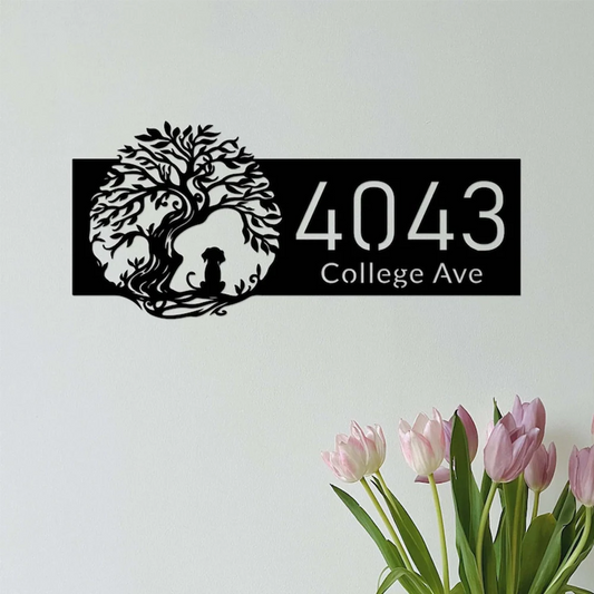 Tree of Life with Dog Address Sign